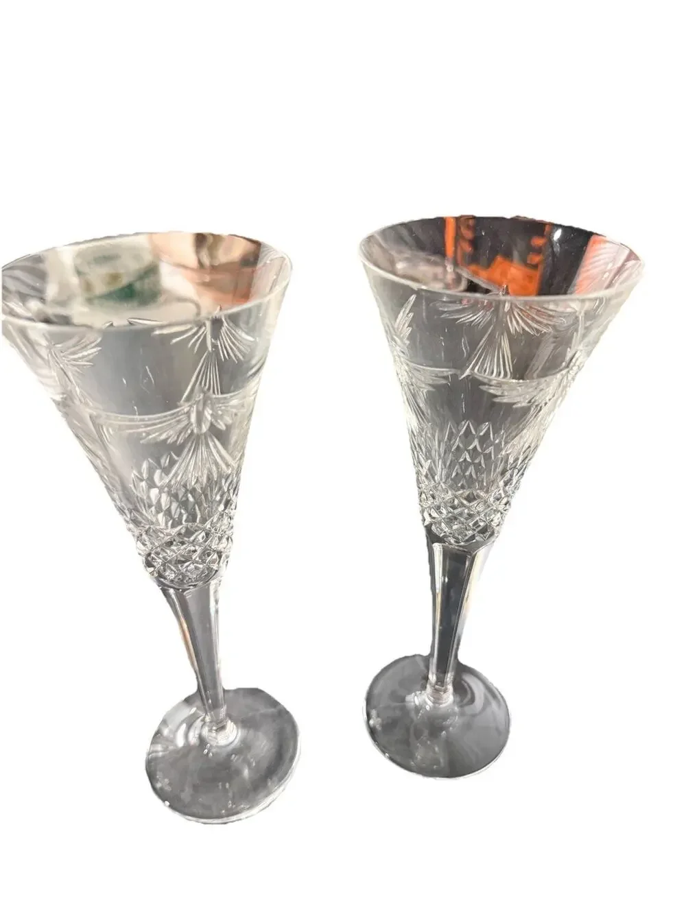 2 Vintage Waterford Crystal Millennium Champagne Toasting Flutes Wedding